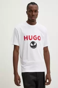 Хлопковая футболка HUGO, белый