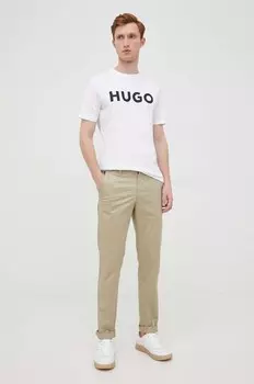 Хлопковая футболка HUGO, белый