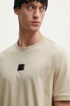 Хлопковая футболка Hugo, бежевый