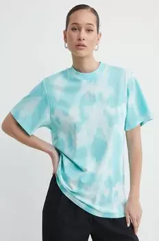 Хлопковая футболка Hugo, бирюзовый