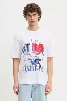 Хлопковая футболка Hugo Blue, белый