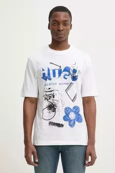 Хлопковая футболка Hugo Blue, белый