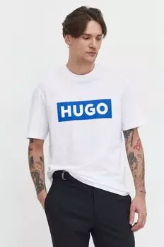 Хлопковая футболка Hugo Blue, белый
