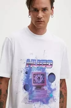 Хлопковая футболка Hugo Blue, белый
