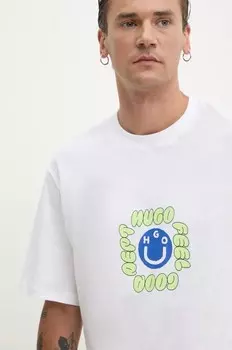 Хлопковая футболка Hugo Blue, белый