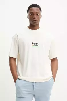 Хлопковая футболка Hugo Blue, бежевый