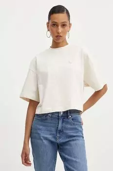 Хлопковая футболка Hugo Blue, бежевый