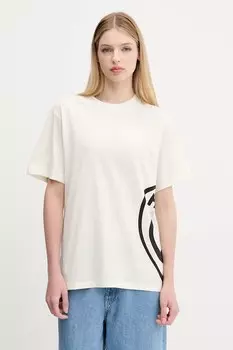 Хлопковая футболка Hugo Blue, бежевый