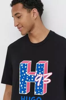Хлопковая футболка Hugo Blue, черный