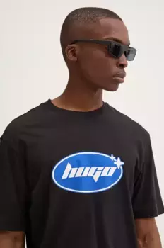 Хлопковая футболка Hugo Blue, черный
