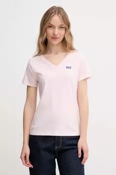Хлопковая футболка Hugo Blue, розовый
