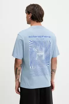 Хлопковая футболка Hugo Blue, синий