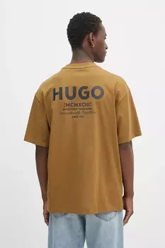 Хлопковая футболка Hugo Blue, зеленый