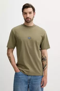 Хлопковая футболка Hugo Blue, зеленый