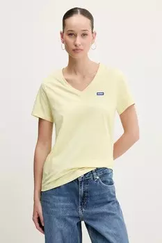 Хлопковая футболка Hugo Blue, желтый