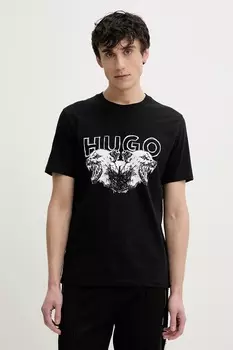 Хлопковая футболка Hugo, черный