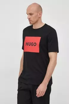 Хлопковая футболка Hugo, черный
