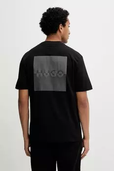 Хлопковая футболка Hugo, черный