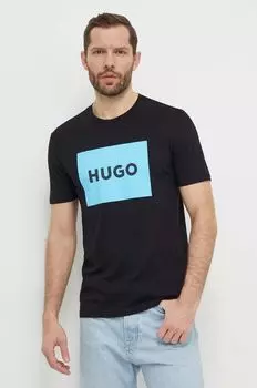 Хлопковая футболка Hugo, черный