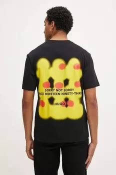 Хлопковая футболка Hugo, черный