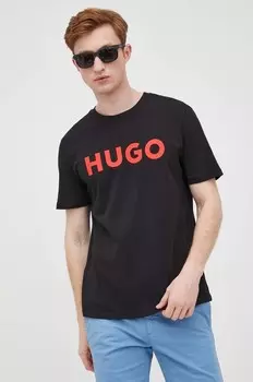 Хлопковая футболка HUGO, черный