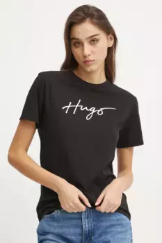 Хлопковая футболка HUGO, черный