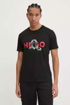 Хлопковая футболка HUGO, черный