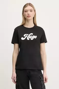 Хлопковая футболка Hugo, черный