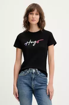 Хлопковая футболка Hugo, черный