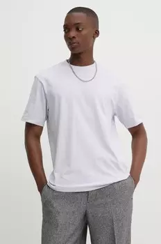 Хлопковая футболка Hugo, фиолетовый