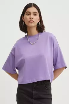 Хлопковая футболка HUGO, фиолетовый