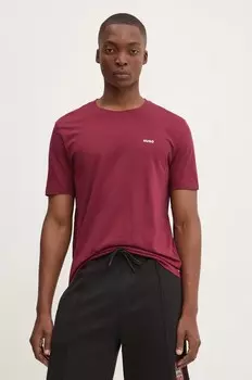 Хлопковая футболка HUGO, гранатовый