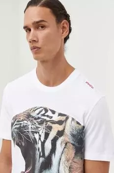 Хлопковая футболка HUGO Hugo, белый