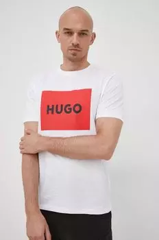 Хлопковая футболка HUGO Hugo, белый