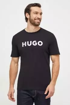 Хлопковая футболка HUGO Hugo, черный