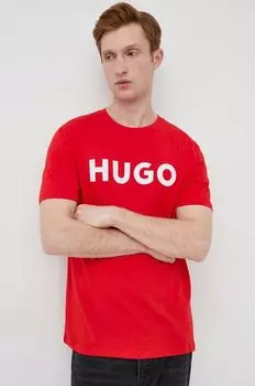 Хлопковая футболка HUGO Hugo, красный