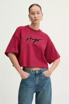 Хлопковая футболка HUGO, красный