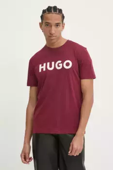 Хлопковая футболка HUGO, красный