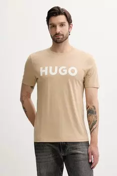 Хлопковая футболка Hugo, серый