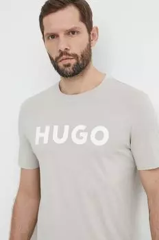 Хлопковая футболка Hugo, серый