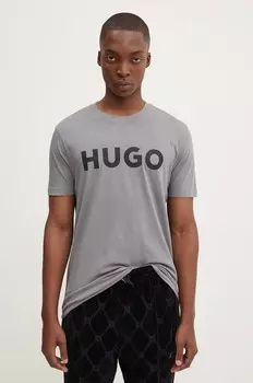 Хлопковая футболка HUGO, серый