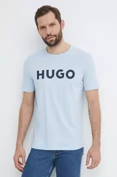 Хлопковая футболка HUGO, синий