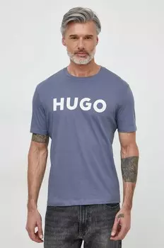 Хлопковая футболка HUGO, синий