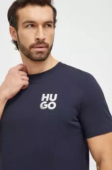 Хлопковая футболка Hugo, темно-синий