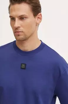 Хлопковая футболка Hugo, темно-синий