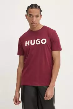 Хлопковая футболка Hugo, зеленый