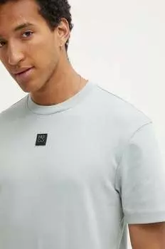 Хлопковая футболка Hugo, зеленый