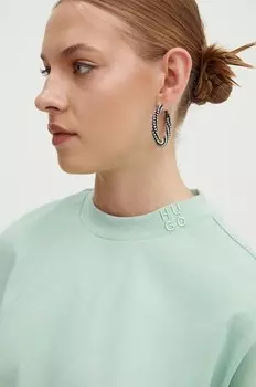 Хлопковая футболка HUGO, зеленый