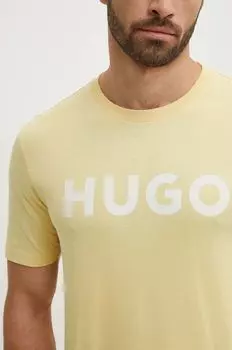 Хлопковая футболка Hugo, желтый