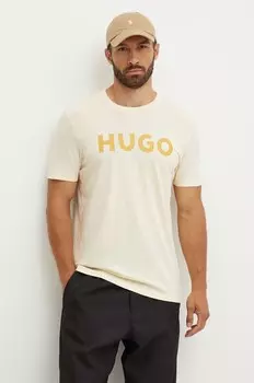 Хлопковая футболка HUGO, желтый